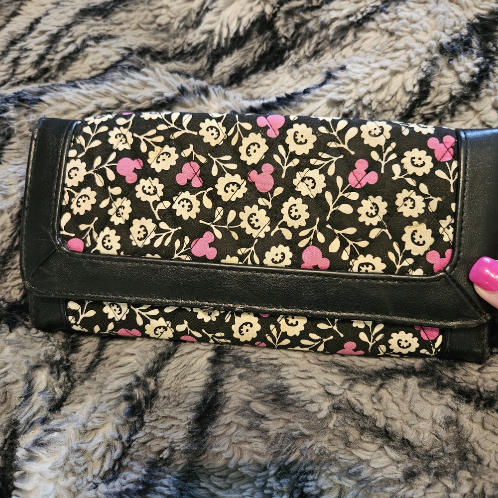 Vera Bradley Black and Pink Floral Clutch